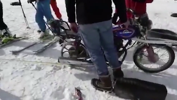 Afghanistan motorcycle ski lift